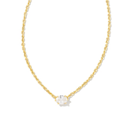 CAILIN GOLD PENDANT NECKLACE, WHITE CRYSTAL