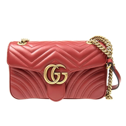 GG MARMONT SMALL MATELASSÉ BAG, HIBISCUS RED, 10X6X3