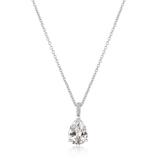 CRISLU ACCENTED PEAR PENDANT FINISHED IN PURE PLATINUM