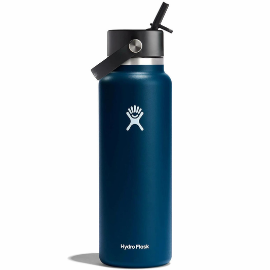 HYDRO FLASK 40 OZ. WIDE MOUTH BOTTLE W/FLEX STRAW CAP - INDIGO