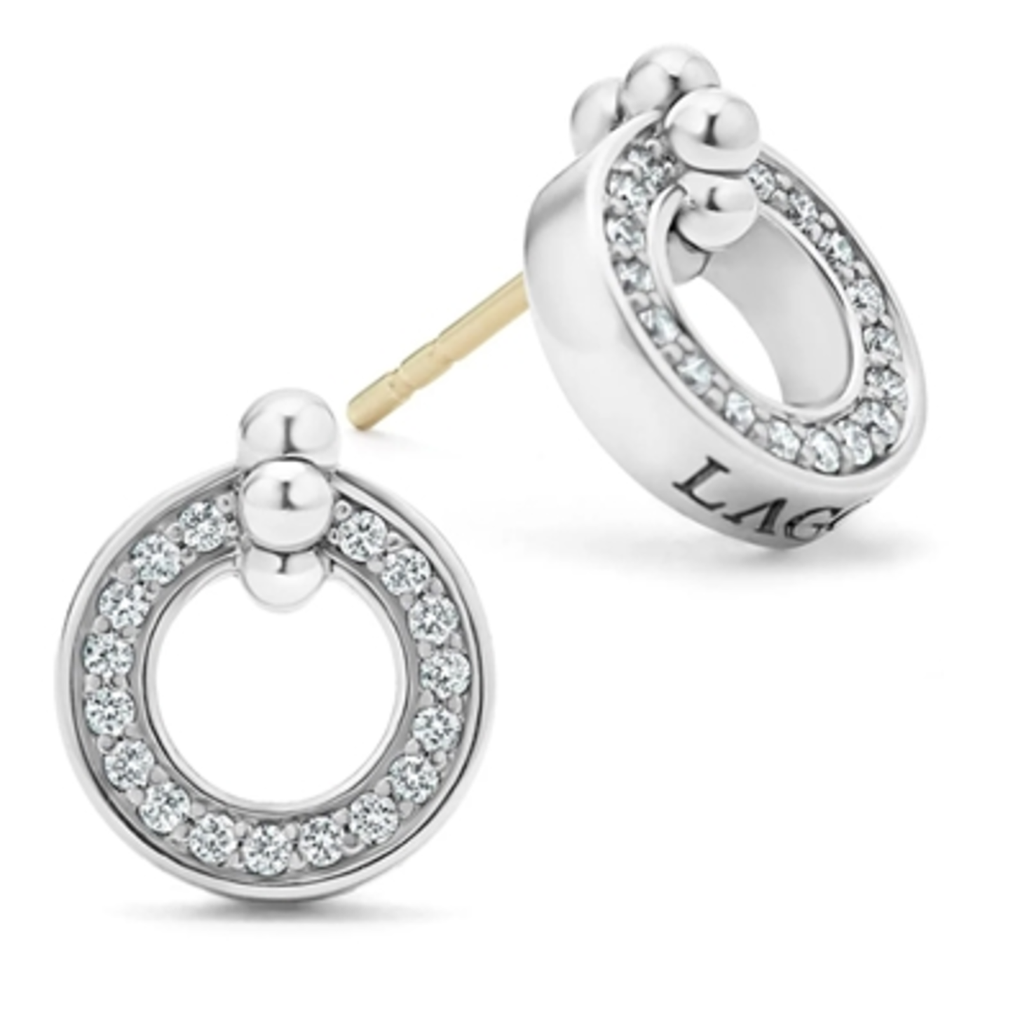 CIRCLE DIAMOND STUD EARRINGS, STERLING SILVER