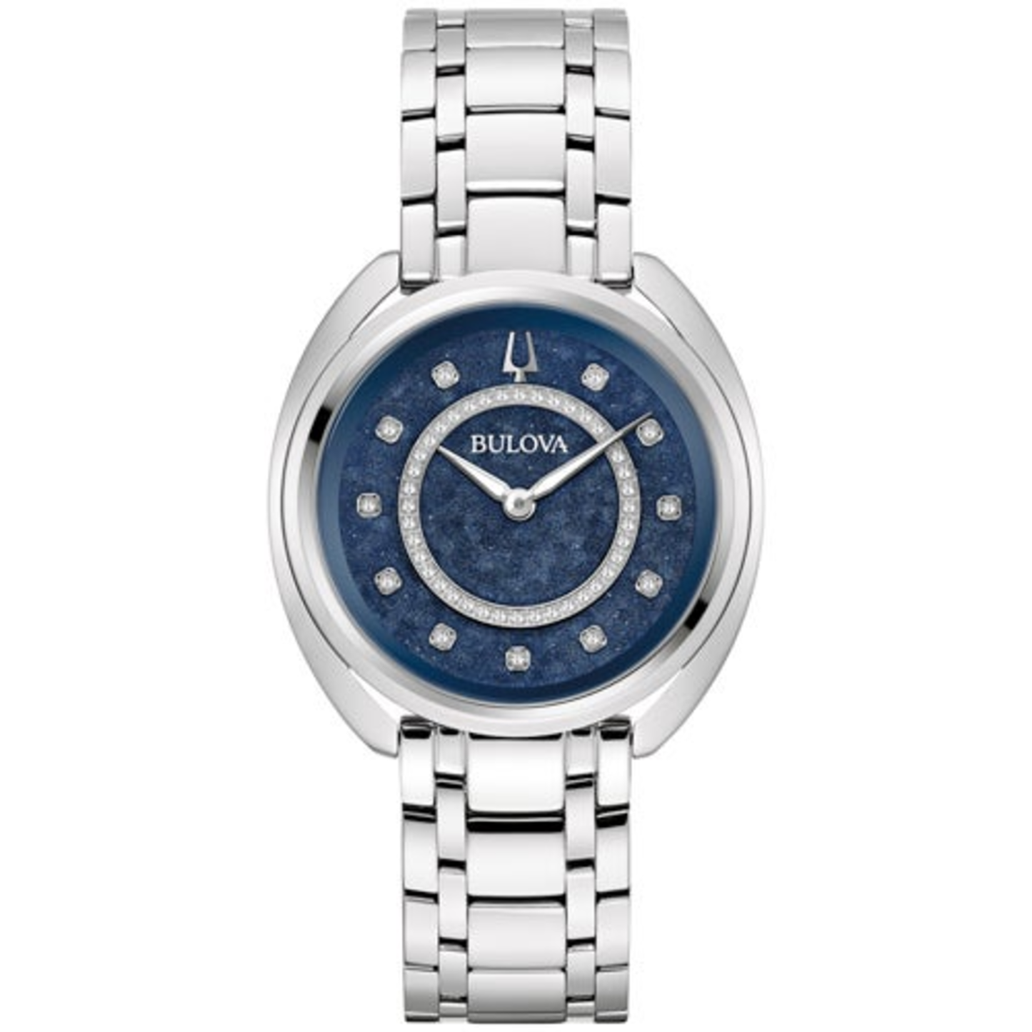 LADIES' DUALITY SILVER-TONE STAINLESS STEEL WATCH W/ STRAPS, BLUE DIAL