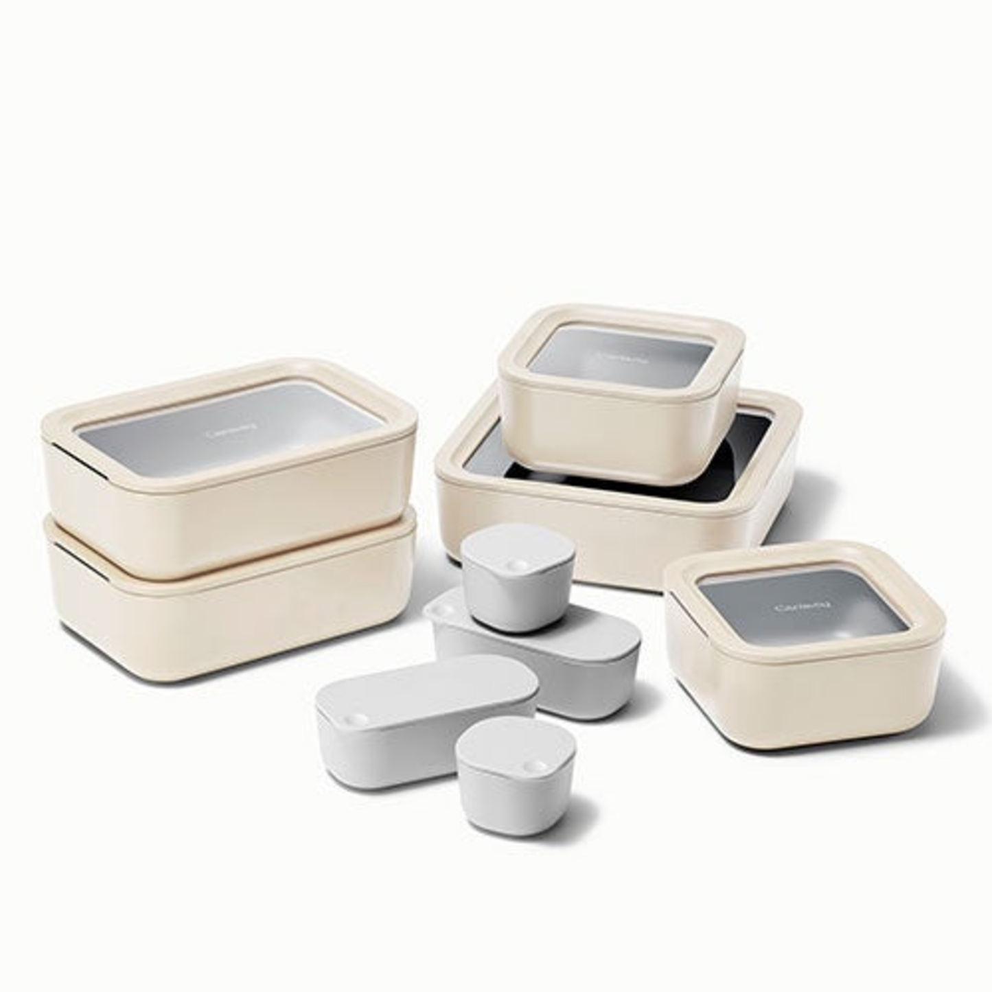 14PC GLASS FOOD STORAGE SET CREAM