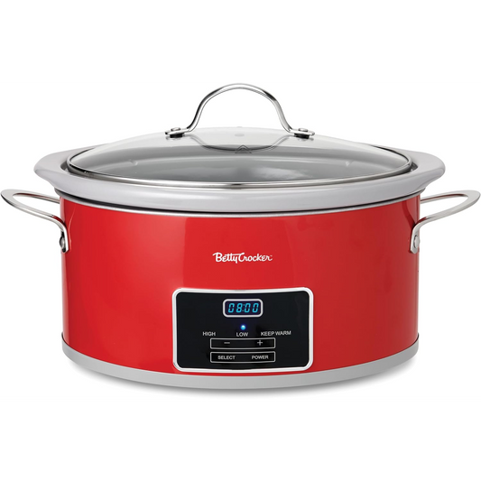 BETTY CROCKER 6QT OVAL SLOW COOKER - RED