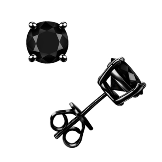 ONYX SCREWBACK STUDS, BLACK, 4MM