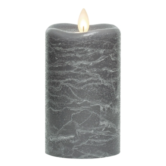 FROSTED CANDLE WAX PILLAR LED, GRAY, 5