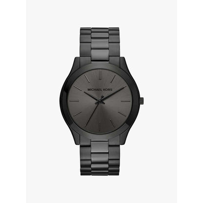 MENS SLIM RUNWAY BLACK ION-PLATED STAINLESS STEEL WATCH BLACK DIAL