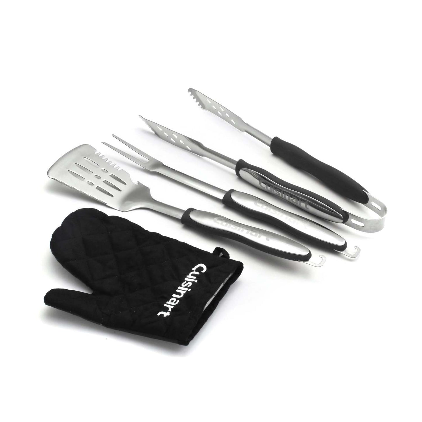 3PC GRILLING TOOL SET W/ BLACK GRILL GLOVE BLACK