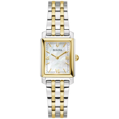 LADIES' SUTTON TWO-TONE STAINLESS STEEL WATCH, MOTHER-OF-PEARL DIAL