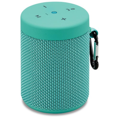 WATERPROOF FABRIC PORTABLE SPEAKER W/ SPEAKERPHONE TURQUOISE