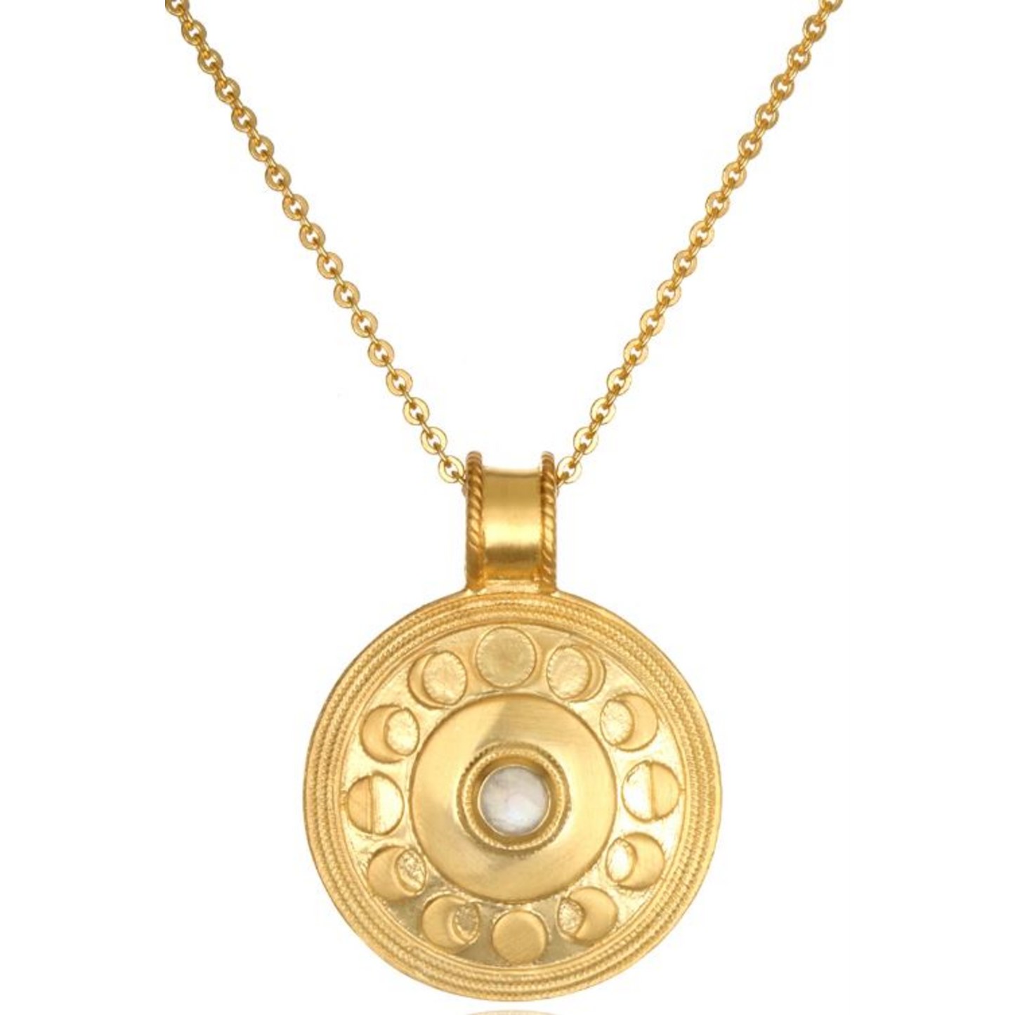 SATYA MOONSTONE GOLD MOON PHASE 30 INCH NECKLACE