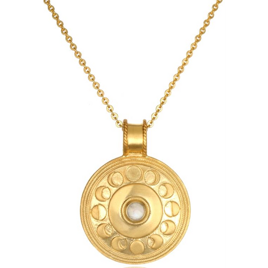 SATYA MOONSTONE GOLD MOON PHASE 30 INCH NECKLACE