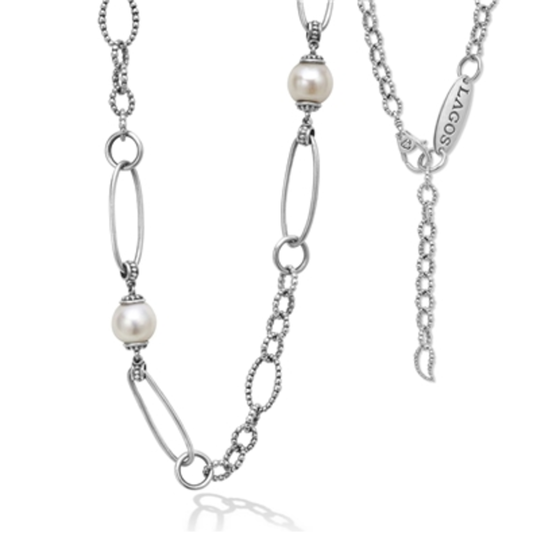 PEARL LINK NECKLACE, STERLING SILVER