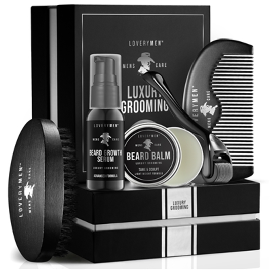 LOVERYMEN BEARD GROWTH KIT, BLACK, SILVER, 7 PIECES