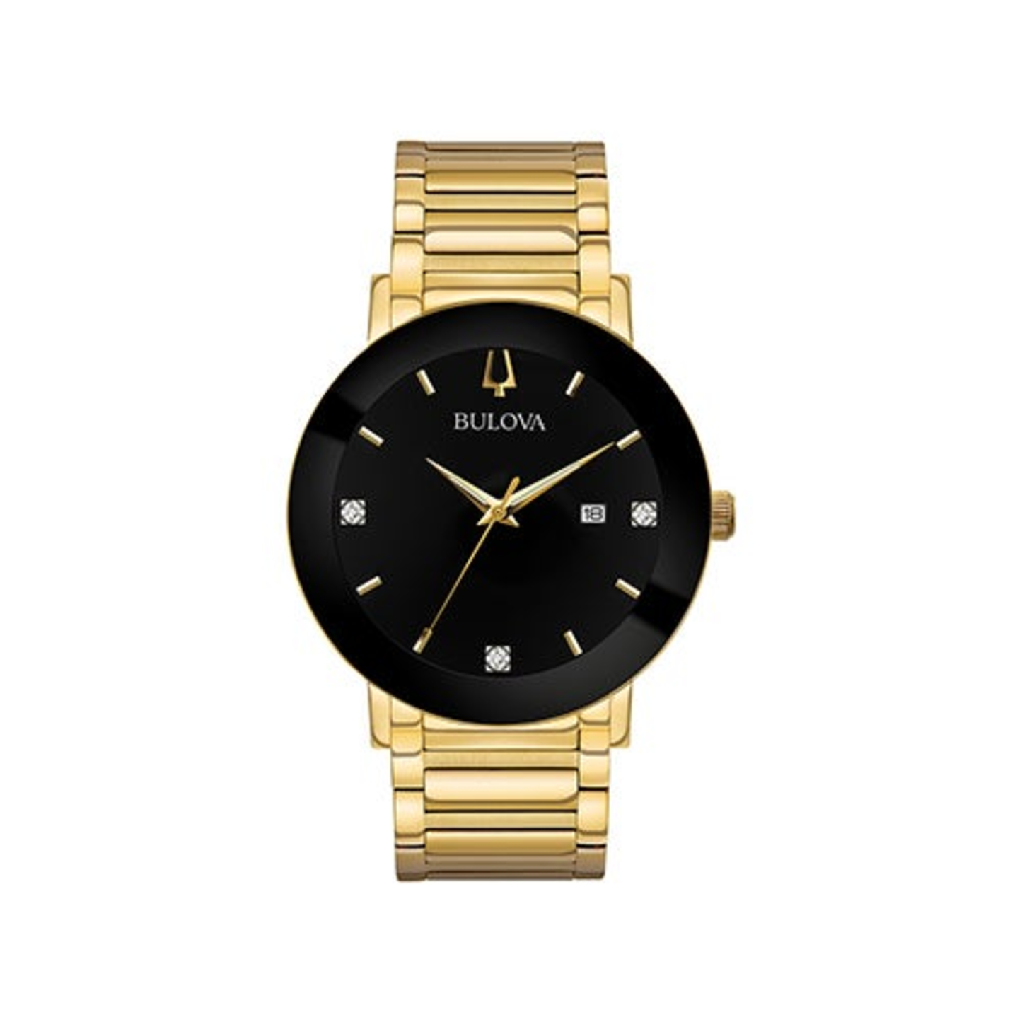 MEN'S FUTURO MODERN GOLD-TONE STAINLESS STEEL WATCH, BLACK DIAL