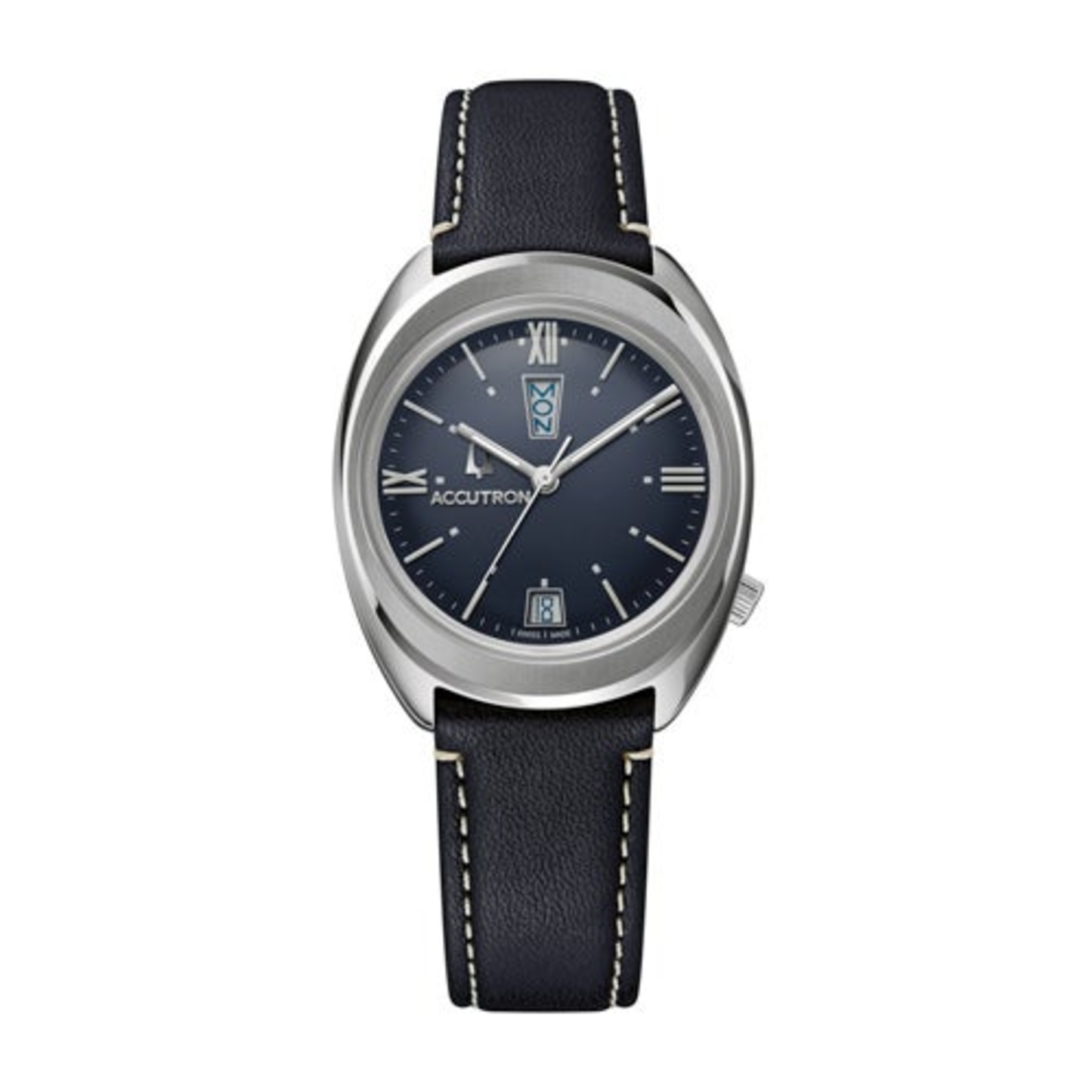 UNISEX LEGACY AUTOMATIC SILVER & DARK BLUE LEATHER WATCH DARK BLUE DIAL