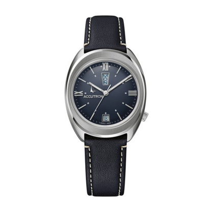 UNISEX LEGACY AUTOMATIC SILVER & DARK BLUE LEATHER WATCH DARK BLUE DIAL