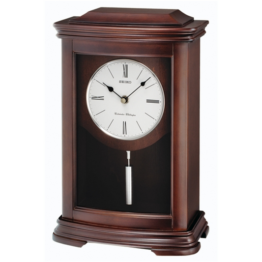 SUKI CHIME PENDULUM MANTEL CLOCK, BROWN
