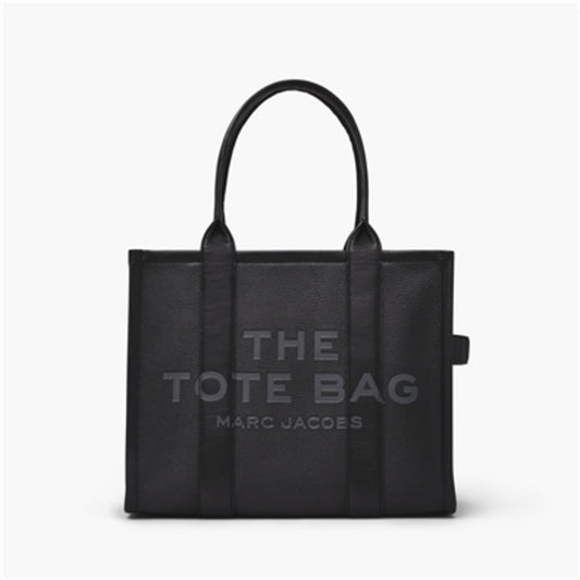 THE LEATHER LARGE TOTE BAG, BLACK