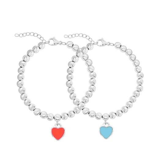 2 PACK HEART BRACELETS, SILVER, 7"