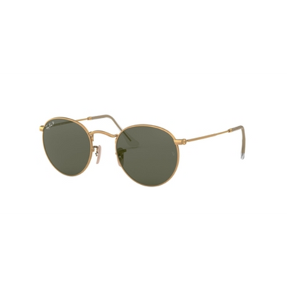 ROUND METAL MEN'S SUNGLASSES POLARIZED, GOLD, GREEN, 50