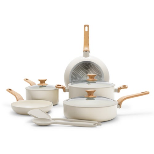 ESSENCE CERAMIC NONSTICK 10PC COOKWARE SET CREAM