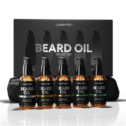 LOVERYMEN DELUXE BEARD OILS, BLACK, 5 PIECES
