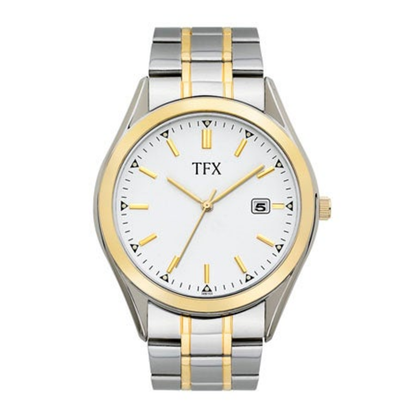 MEN'S TFX TWO TONE STAINLESS STEEL WATCH, WHITE DIAL