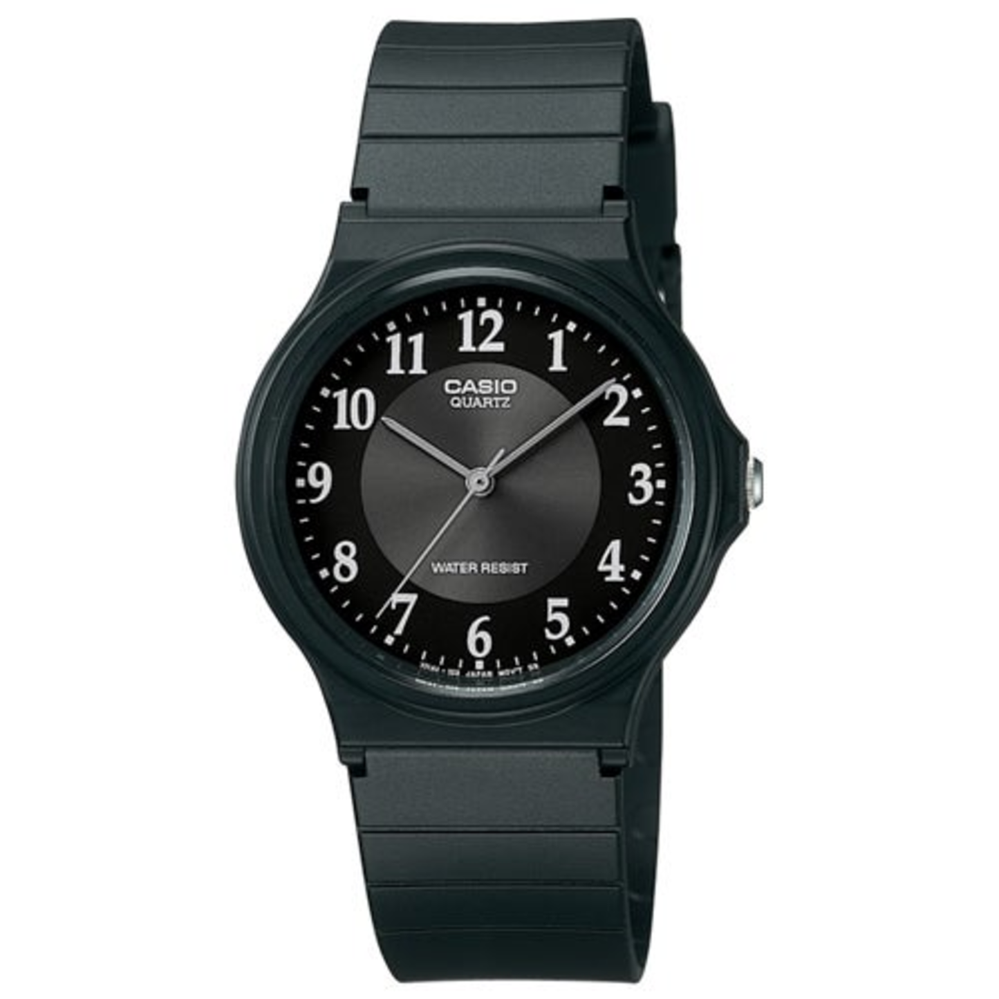 UNISEX CLASSIC ANALOG BLACK RESIN STRAP WATCH BLACK DIAL