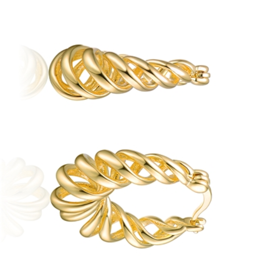 14K YELLOW GOLD SPIRAL EARRINGS, GOLD