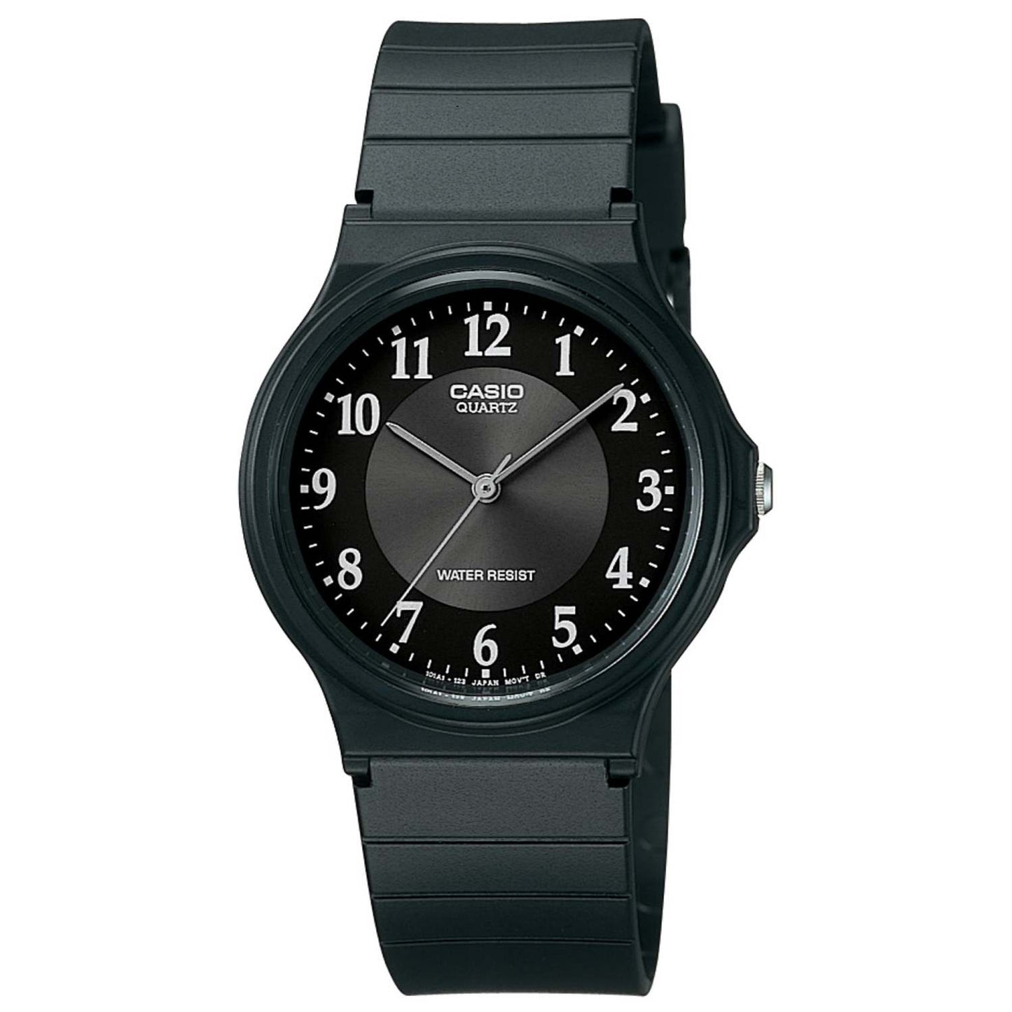 UNISEX CLASSIC ANALOG BLACK RESIN STRAP WATCH BLACK DIAL