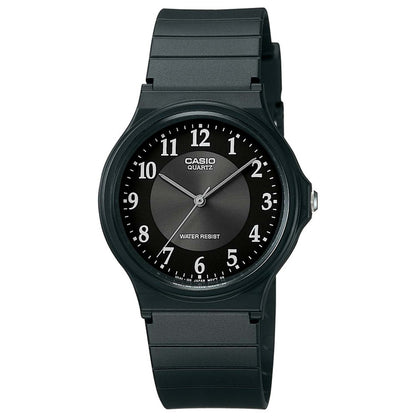 UNISEX CLASSIC ANALOG BLACK RESIN STRAP WATCH BLACK DIAL