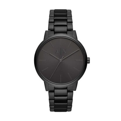MENS CAYDE BLACK STAINLESS STEEL WATCH BLACK DIAL