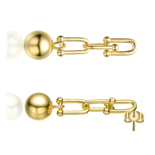 14K GOLD RADIANT BALL DROP EARRINGS, GOLD