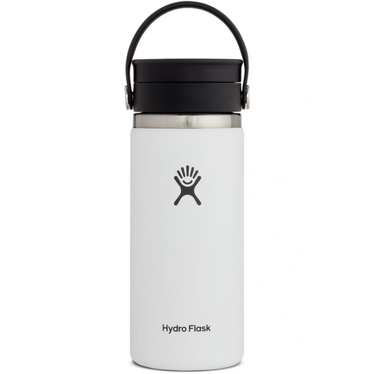 HYDRO FLASK 16 OZ. WIDE MOUTH COFFEE FLASK W/FLEX SIP LID - WHITE