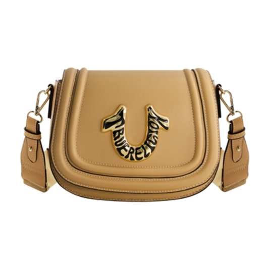 TRUE RELIGION WOMEN'S CROSSBODY BAG LOGO, CAMEL