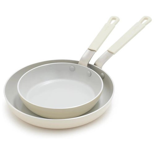 CERAMIC NONSTICK ALUMINUM 2PC FRYPAN SET CREAM