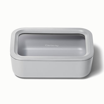 6.6 CUP GLASS FOOD CONTAINER RECTANGULAR SHAPE W/ LID GRAY