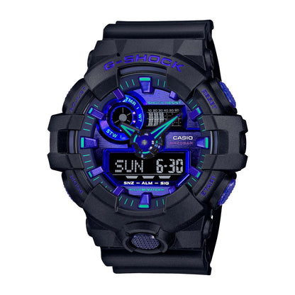 MENS G-SHOCK VIRTUAL BLACK METALLIC ANALOG/DIGITAL WATCH BLUE VIOLET