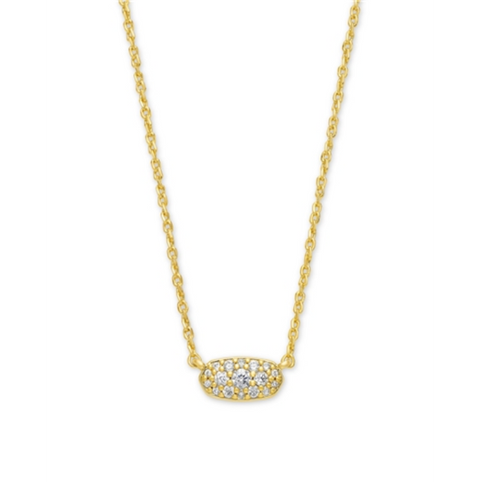 GRAYSON CRYSTAL PENDANT NECKLACE, GOLD METAL WHITE CZ